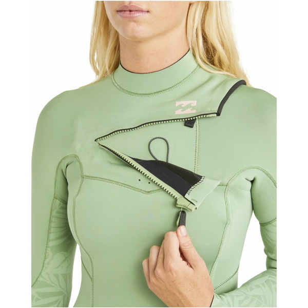 Billabong Dames Synergy 3/2mm Borst Ritssluiting Wetsuit ABJW100174 - Kelp Forest